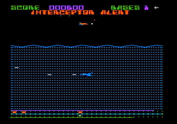 Aquatron Apple II Screenshot: You can also go underwater...