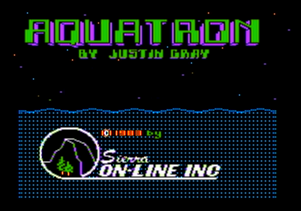 Aquatron Apple II Screenshot: Title screen.
