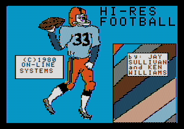 Hi-Res Football Apple II Screenshot: Title screen.