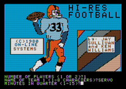 Hi-Res Football for Apple II - Selecting a few game options...