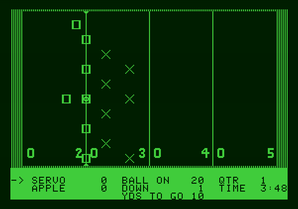 Hi-Res Football Apple II Screenshot: Ready for the next play?
