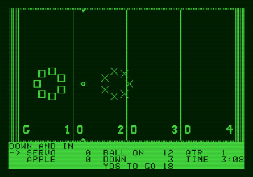 Hi-Res Football for Apple II - Selecting the next play...