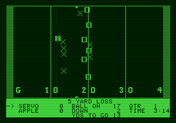 Hi-Res Football for Apple II - A 5 yard loss this time...