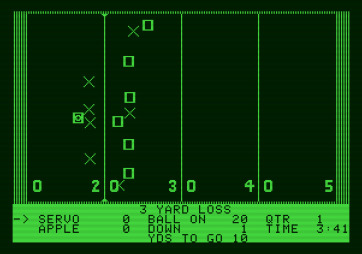 Hi-Res Football for Apple II - It's a 3 yard loss...