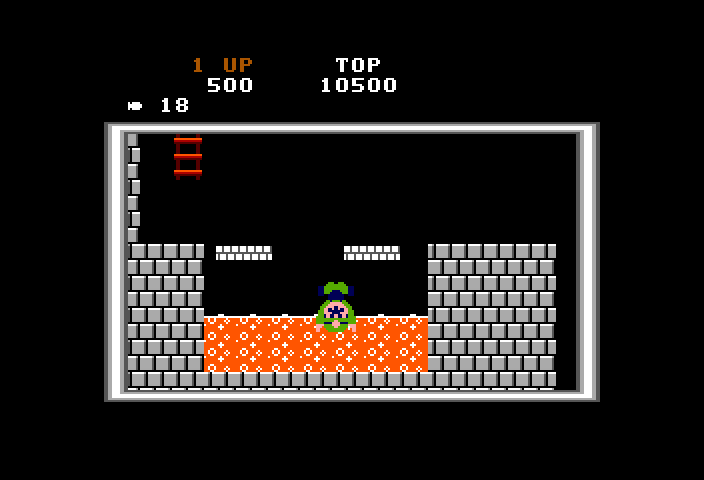 Super Pitfall TRS-80 Color Computer Screenshot: Oops, I fell in the lava again!