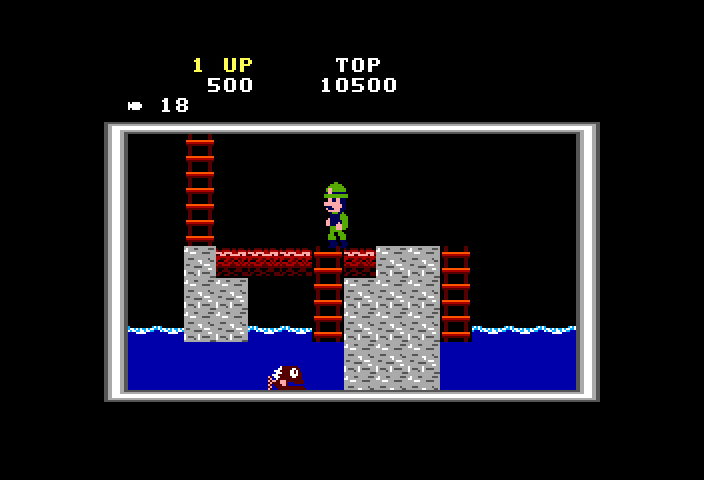 Super Pitfall TRS-80 Color Computer Screenshot: Climb up this ladder?