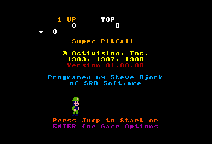 Super Pitfall TRS-80 Color Computer Screenshot: Title screen.