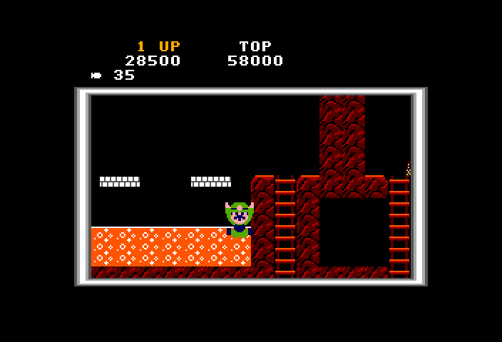 Super Pitfall TRS-80 Color Computer Screenshot: Don't fall in the lava!