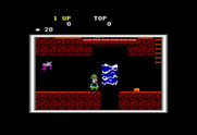 Super Pitfall for TRS-80 Color Computer - Time your jump so the waterfall doesn't carry you away...