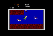 Super Pitfall for TRS-80 Color Computer - Eels and other creatures get in the way when swimming.