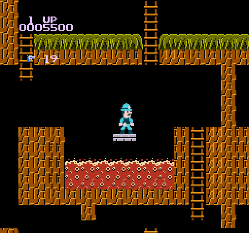 Super Pitfall NES / Famicom Screenshot: Riding a platform over the boiling water.