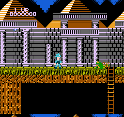 Super Pitfall NES / Famicom Screenshot: Giant frogs and other creatures get in the way.