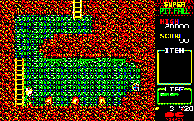 Super Pitfall PC-8800 Series Screenshot: Ooh, looks like I found something.