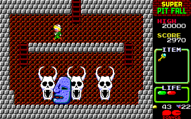 Super Pitfall PC-8800 Series Screenshot: An odd looking boss to fight...