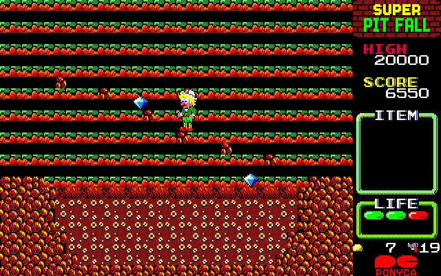 Super Pitfall PC-8800 Series Screenshot: Located diamonds! Pick these up for sure...