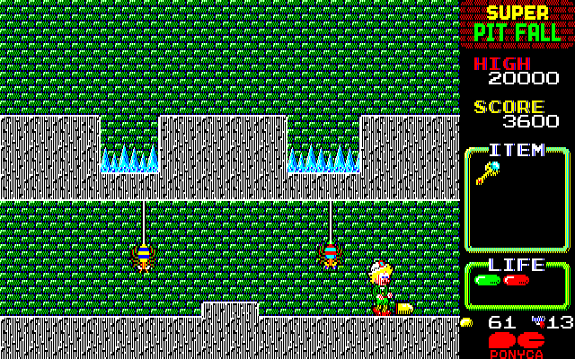 Super Pitfall PC-8800 Series Screenshot: Picking up a bonus item.