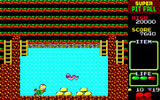 Super Pitfall for PC-8800 Series - Swimming the water to retrieve more treasures.