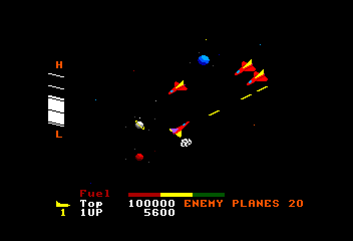 Z-89 TRS-80 Color Computer Screenshot: Don't crash into planes and other obstacles...