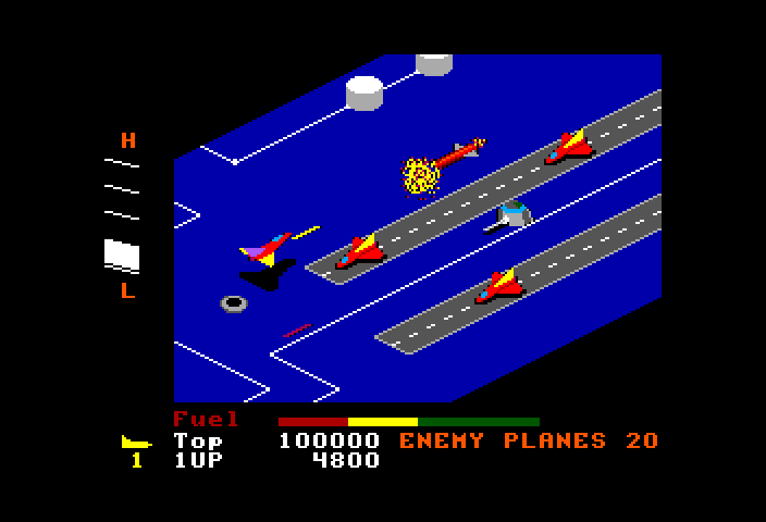 Z-89 TRS-80 Color Computer Screenshot: More planes and missiles attack...
