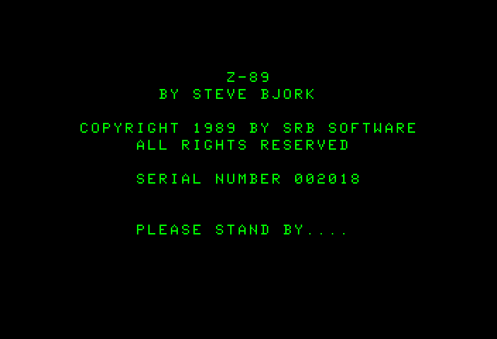 Z-89 TRS-80 Color Computer Screenshot: Loading screen (Game Point Software version).