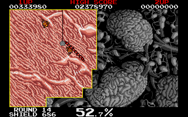 Volfied IBM PC/Compatibles Screenshot: Don't crash into opponents!