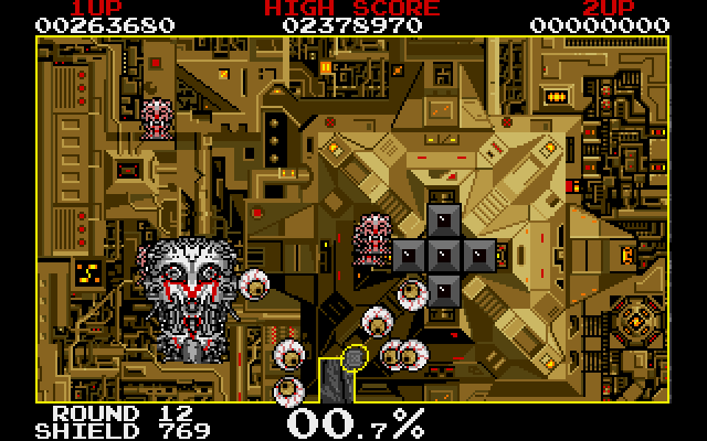 Volfied IBM PC/Compatibles Screenshot: Those eyeballs swarm around your ship.
