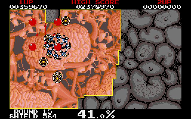 Volfied IBM PC/Compatibles Screenshot: That spinning thing got me...