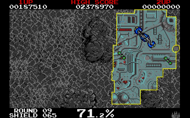 Volfied IBM PC/Compatibles Screenshot: 71.2% captured, just a little more to go...