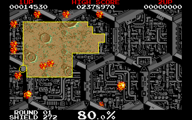 Volfied IBM PC/Compatibles Screenshot: Round 01 complete!
