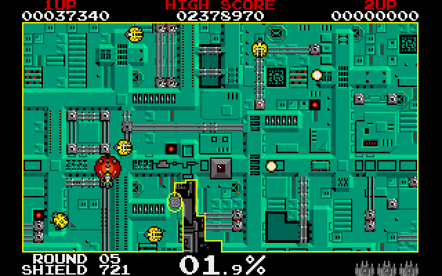 Volfied IBM PC/Compatibles Screenshot: Round 5 start.
