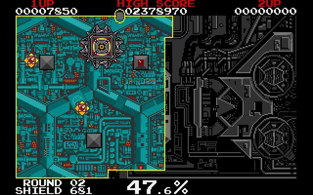 Volfied IBM PC/Compatibles Screenshot: Slowly filling in open space...