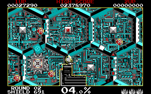 Volfied IBM PC/Compatibles Screenshot: Start of round 02.