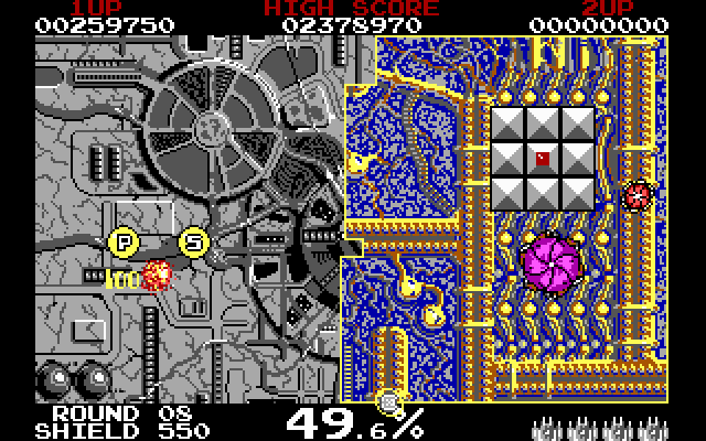 Volfied IBM PC/Compatibles Screenshot: Almost half of the playfield captured...