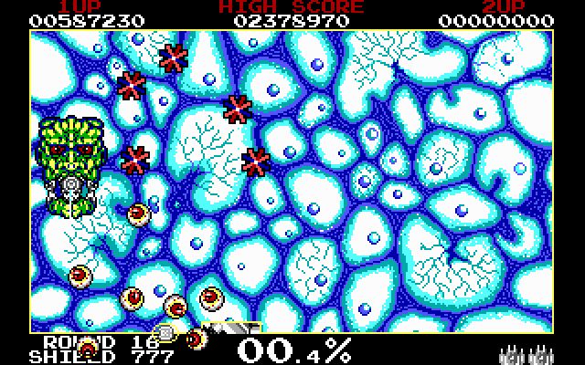 Volfied IBM PC/Compatibles Screenshot: The swarming eyeballs return!