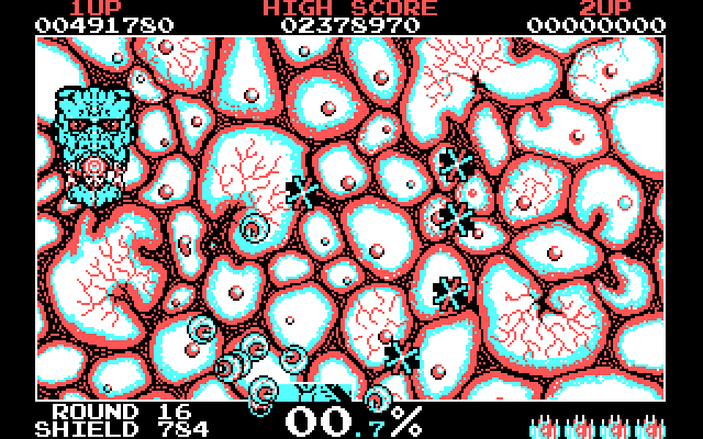 Volfied IBM PC/Compatibles Screenshot: The swarming eyeballs return...