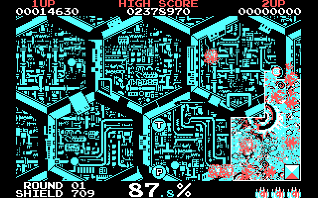 Volfied IBM PC/Compatibles Screenshot: Round 01 complete!