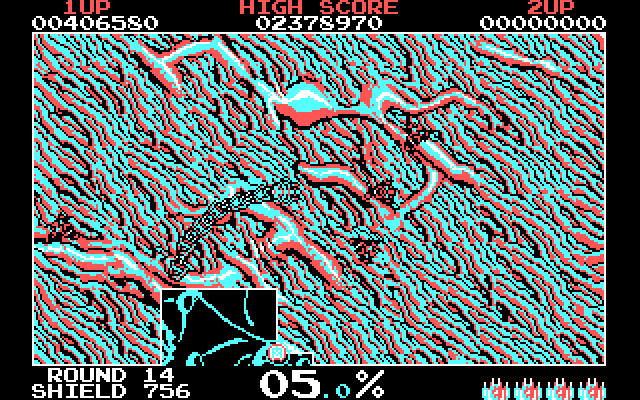 Volfied IBM PC/Compatibles Screenshot: Slowly capturing open space...