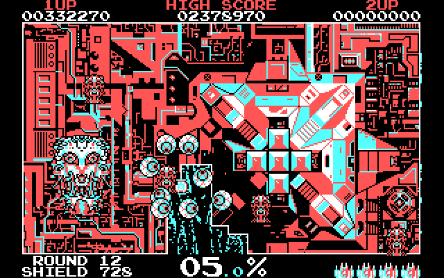 Volfied IBM PC/Compatibles Screenshot: Those eyeballs tend to swarm around the player.