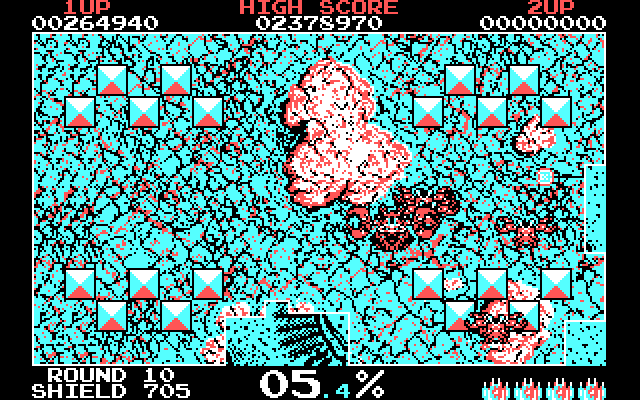 Volfied IBM PC/Compatibles Screenshot: The bonus blocks on this level alternately appear and disappear.