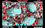 Volfied for IBM PC/Compatibles - Start of Round 15 with a giant brain theme.