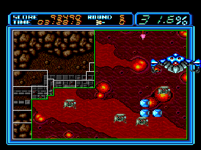 Volfied Sega Genesis / Mega Drive Screenshot: Slowly filling the field...