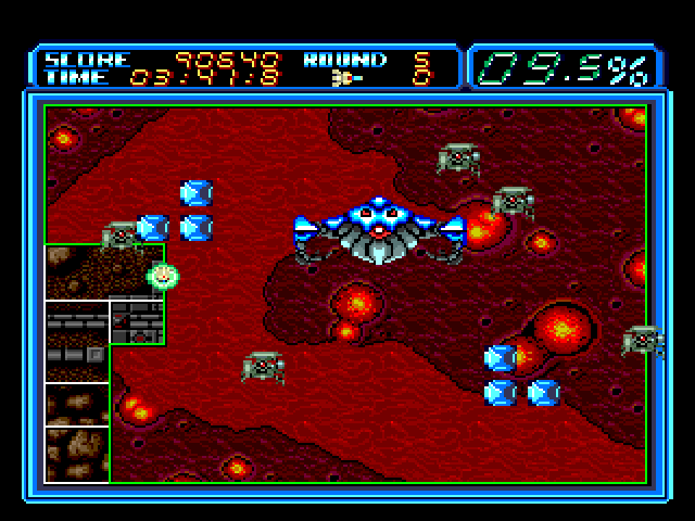 Volfied Sega Genesis / Mega Drive Screenshot: The Qix takes on multiple forms in the game.