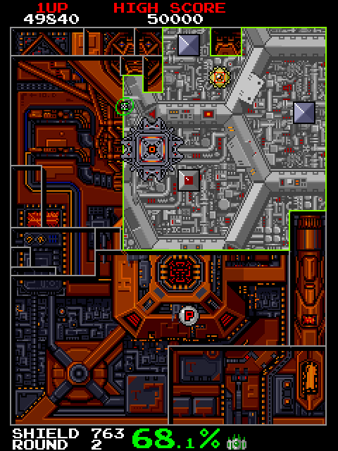 Volfied Arcade Screenshot: Slowly filling in the playfield...