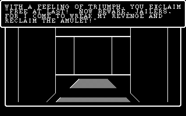 Wizardry: The Return of Werdna - The Fourth Scenario IBM PC/Compatibles Screenshot: First puzzle solved; I escaped the first room!