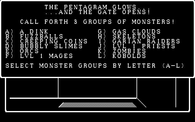 Wizardry: The Return of Werdna - The Fourth Scenario IBM PC/Compatibles Screenshot: First, you'll need to summon some monsters...
