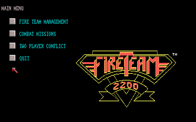 FireTeam 2200 Amiga Screenshot: The main menu.