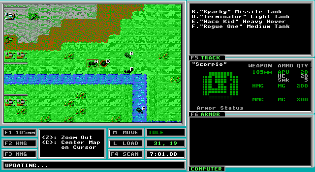 FireTeam 2200 IBM PC/Compatibles Screenshot: Zoom in for a closer look at your forces.