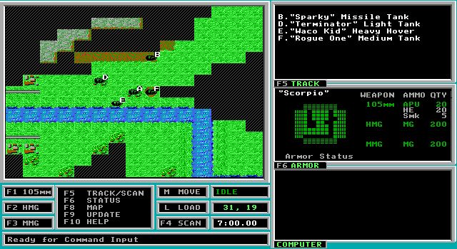 FireTeam 2200 IBM PC/Compatibles Screenshot: Game start.