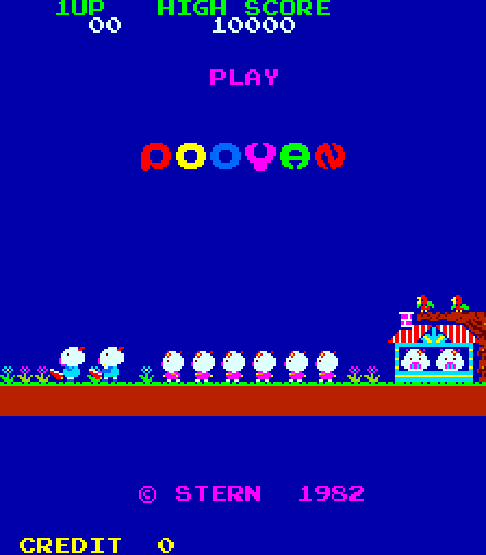 Pooyan Arcade Screenshot: Title screen (U.S. version).