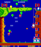 Pooyan for Arcade - Don't get hit my rocks and other objects the wolves throw at you!